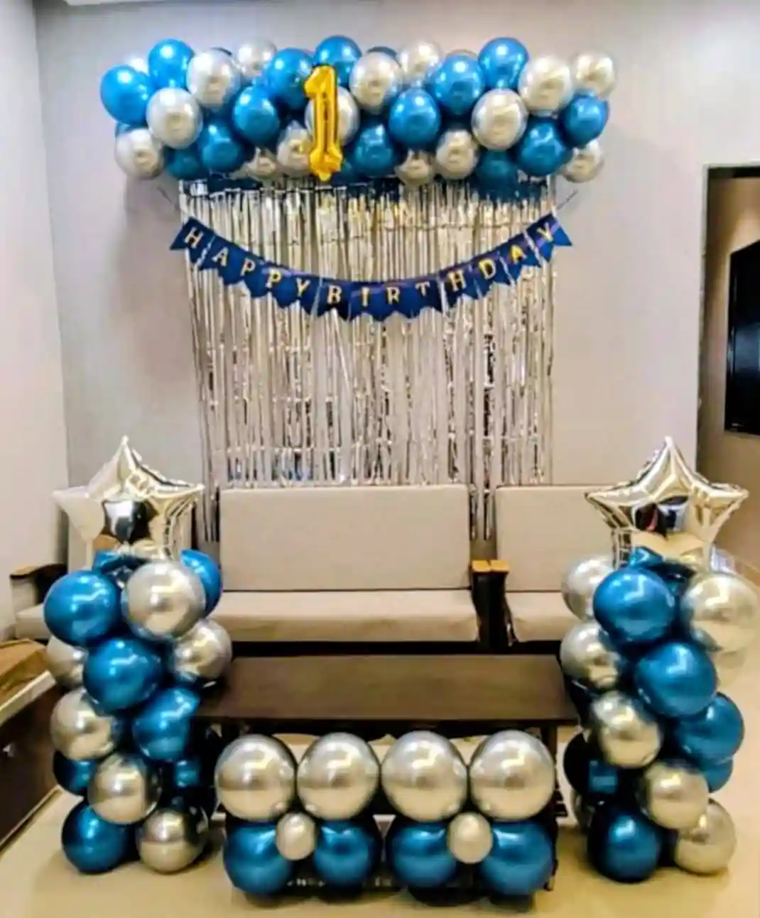 balloon decoration kids birthday decoration Blue Sparkle Bash Birthday Decor 2080